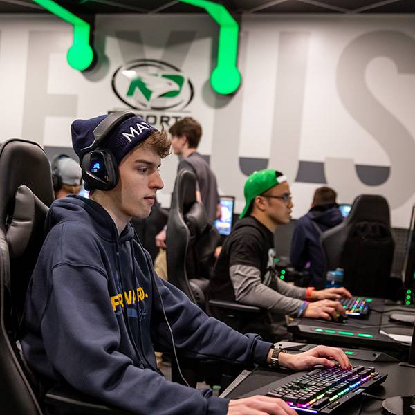 Students gaming in UND Esports lab