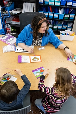 teacher with students